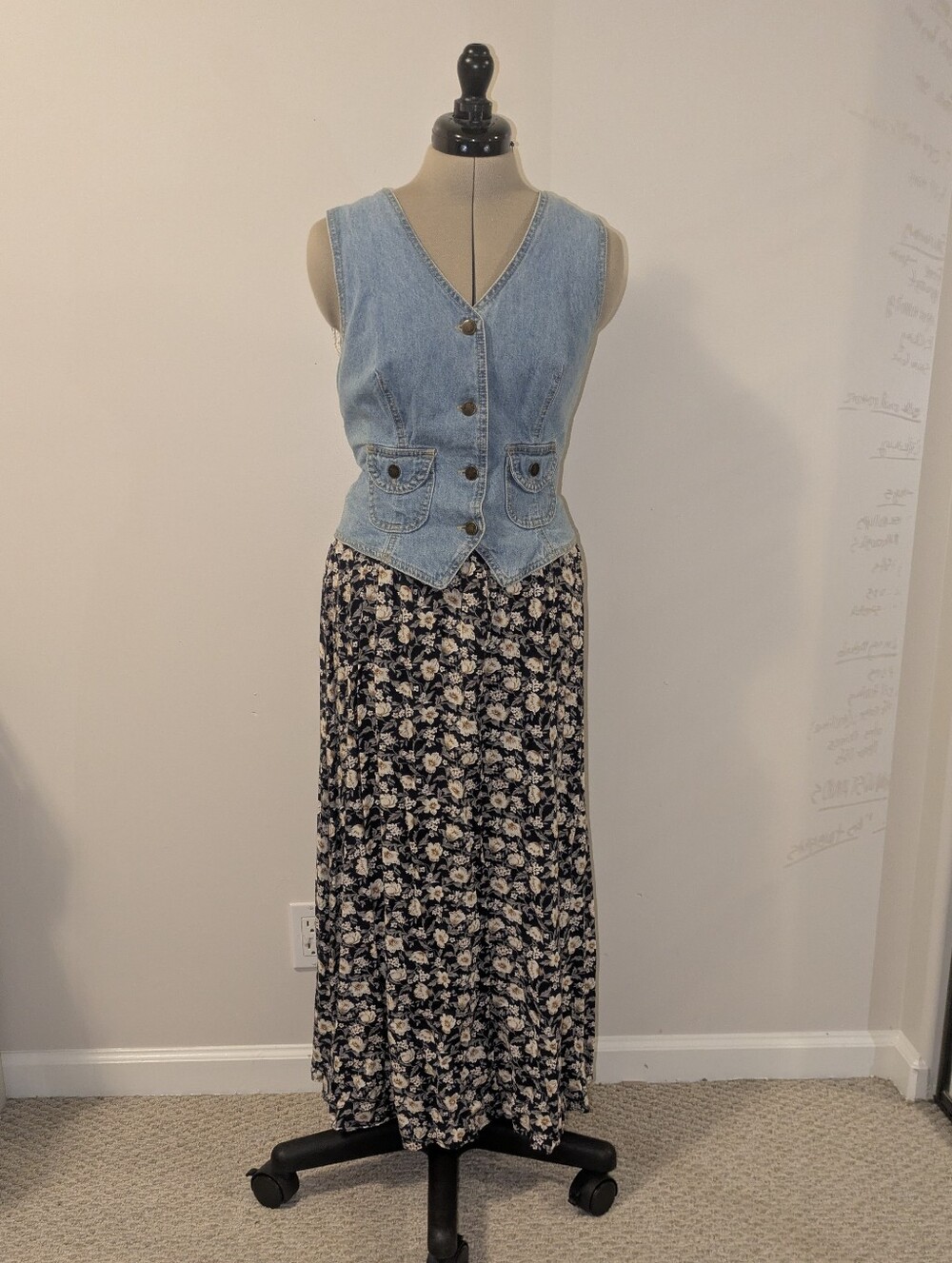 Paris Blues Denim Vest Maxi Dress
